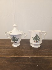 3pc VTG Nikko Classic Collection Ironstone Christmas Octagon Sugar & Creamer/Lid picture