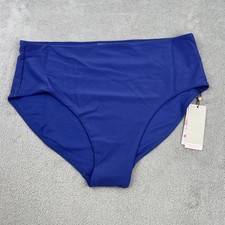 NEW Calia Women's 1X Mid Rise Bottom Bikini Blueberry Rib UPF 50+ Protection picture