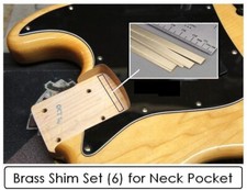 GeetarGizmos BRASS SHIM SET (6) for Bolt-On Neck - Fender Strat Tele... picture