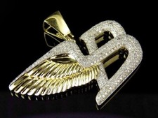 1.80Ct Round Diamond Bentley Flying B Pendant 14K Yellow Gold Plated Silver picture