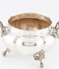 18th Century Hand Hammered Spanish Colonial Silver Bowl 3 Feet 2 Handles picture
