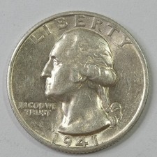 1941-S USA 25c Silver Washington Quarter Almost Uncirculated picture