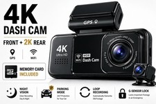 4K Dash Cam Front Rear 2K WiFi GPS Night Vision Parking Mode Memory Included picture