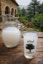 Lebanese Arak Set Glass Pitcher & Cup - Lebanese Cedar Design on Cup picture