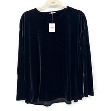 NEW J. Jill black velvet velour long sleeve top whimsigoth gothic emo M picture
