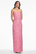 Sachin & Babi Sophia Rose Pink Floral Jacquard Strapless Gown Size 0 $895 picture