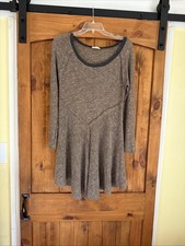 Oddi Brown Heather Long Sleeve Women’s Dress Knit Tunic Scoop Neck S picture