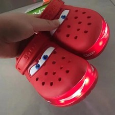 NEW Kid’s LIGHT-UP Lightning McQueen Croc NWT Kid Shoe Clog Disney C8-J3 Sizes picture