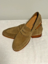 Crown Vintage Men's Suede Penny Loafers Size 10.5M Tan Taupe EUC picture