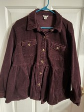 VTG Women’s Corduroy Jacket Wide Wale Cato Purple  High Waist Metal Buttons XL picture