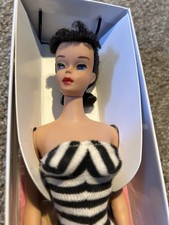 1961 Barbie Ponytail Brunette # 4 In Reproduction Box Stand Booklet Heels picture