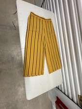 ECI New York Women's Yellow and Black Striped Wide Leg Elastic Waist Pants picture