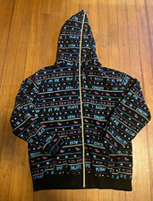 KR3W Men’s L Full Zip Fleece Hoodie Black TK In Concert Skate Multi-Color picture