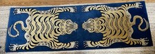 Rare Vintage Tibetan Double Tiger Rug Hand Knotted 144 KPSI Masterwork 74 X 24 picture