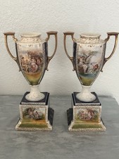 ROYAL VIENNA Antique Set of 2 decorative Vase Urn Beehive MYTHOLOGY Bolted picture