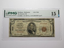 $5 1929 Dothan Alabama AL National Currency Bank Note Bill Ch. #7932 F15 PMG picture