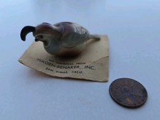 Vintage Hagen Renaker Mini Quail w Topknot Original Card San Dimas California picture