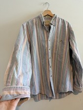 St. John's Bay Men's Vintage Button-Down Shirt Cotton Striped, Retro Colors picture