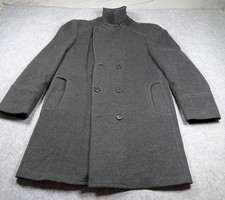 Vintage Adolfo Coat Mens 40 Gray Wool Cashmere Jacket Funnel Neck Made USA 1999 picture