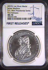 James Madison Presidential Series Silver Medal NGC MS 70 FR = 4th President picture