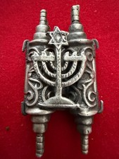 Antique Russian Silver 84 Jewish pendant Torah Top Judaica Menorah picture