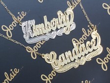 Personalized 14K Gold Plated / 2TONE  Name Plate Necklace ANY NAME SHIPS FROM US picture