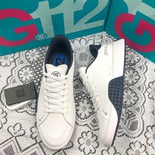 NEW G/FORE G.112 Men's Snow/Twilight Golf Shoes PU Leather White/Blue Sneakers  picture