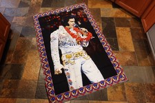Vintage Elvis Presley Large COTTON Velour Wall Hanging   JUMPSUIT and HAWAII LEI picture