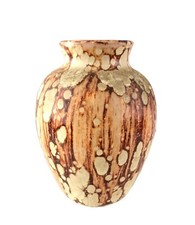 Studio Art Pottery Volcanic Drip Glaze Ovoid Bud Vase Brown Cream 6