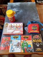 Vintage 1980s M.A.S.K. MASK Collection Books VHS Puzzle Flask Sidewinder Bag picture