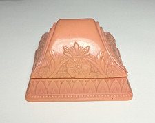Antique VTG Jewelry Celluloid Art Deco Floral Pink Coral Ring Box Display Read picture