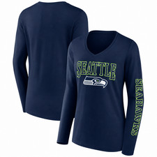 Women's Fanatics Seattle Seahawks Wordmark Long Sleeve V-Neck T-Shirt picture