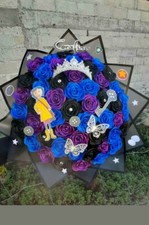 Coraline Eternal Rose Bouquet 50 Ct Roses Purple, Blue, Black Handmade picture