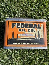 1920-30s Federal Oil Co 1/2 Gallon Can Minneapolis St Paul Minnesota RARE  picture