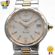 Longines Conquest Vintage Gold White Dial Date Quartz Women's Watch 24mm [Exc+4] picture