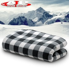 12V Heated Electric Car Truck Suv Van Fleece Black White Plaid Heater Blanket picture