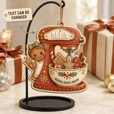 Wooden Ornament Gingerbread Baker Custom Name Christmas Decor Gift picture