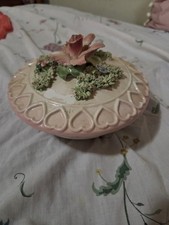 Vintage Italian Lilly Flower Capiodimonte Candy Dish  picture
