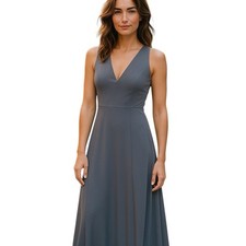 Dear Cleo Gray Formal Dress Gown Kylie Chiffon Full Length Size 6 Sleeveless picture