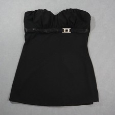 Studio Y Black Strapless Tube Top Rhinestone Buckle Y2K Sweetheart Tunic Medium picture