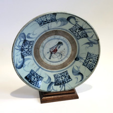 Antique Chinese Swatow Ceramic Blue & White Charger Dish Late Ming, Qing Period picture