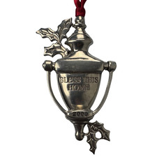 Vtg Lenox Kirk Stieff Pewter Bless This Home Doorknocker Christmas Ornament 00s picture
