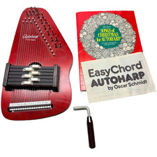 Autoharp By Oscar Schmidt Vintage Red Wooden Easy Chord Musical Instrument picture