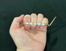Vintage 10K Yellow Gold 5 Opal Bangle Bracelet Estate Fine Jewelry picture