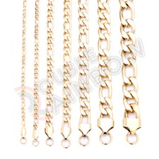 18-36 inch Men Women Stainless Steel 14K Gold Plated Figaro Chain Necklace Link picture