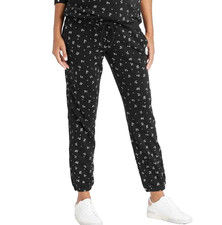 New The Nines by HATCH French Terry Maternity Sweatpants Black Floral Size Large picture