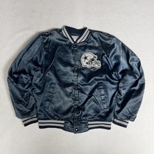 Vintage Dallas Cowboys Medium Blue Chalkline 80s NFL Satin Bomber Jacket 90s picture