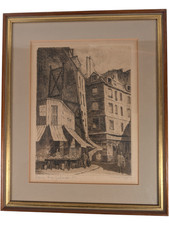 Lucien Gautier Etching Rue Galande Paris Remarque Proof Signed Vues de Paris picture