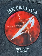 Metallica Life Burns Faster Sphere LV NV Black Denim Jacket 2X fits like XL picture