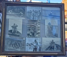 Vintage Fishing themed Photo Collage Wooden Framed 50's picture